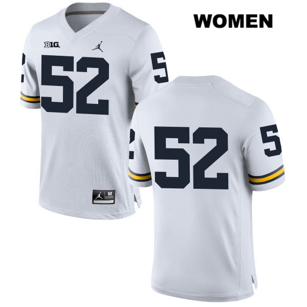 Women's NCAA Michigan Wolverines Elysee Mbem-Bosse #52 No Name White Jordan Brand Authentic Stitched Football College Jersey CM25D81GU